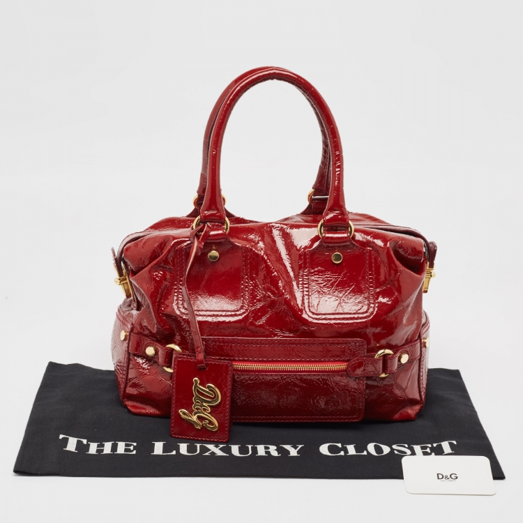 مملوكة مسبقًا D&G Red Patent Leather Front Pocket Satchel