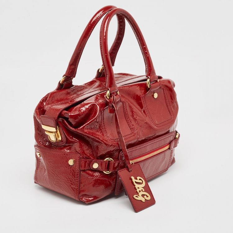 مملوكة مسبقًا D&G Red Patent Leather Front Pocket Satchel