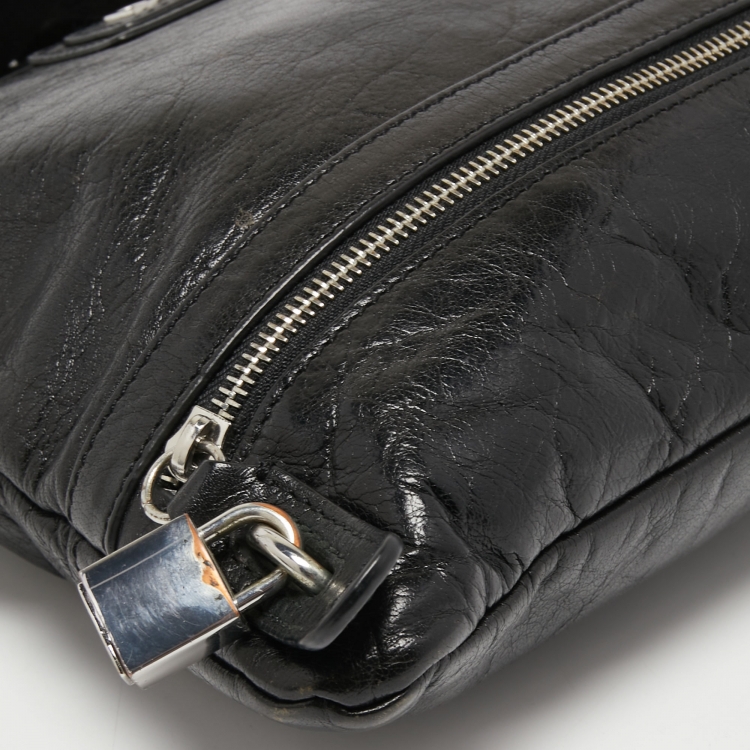 Pre Owned D&G Black Glossy Leather Logo Crossbody Bag