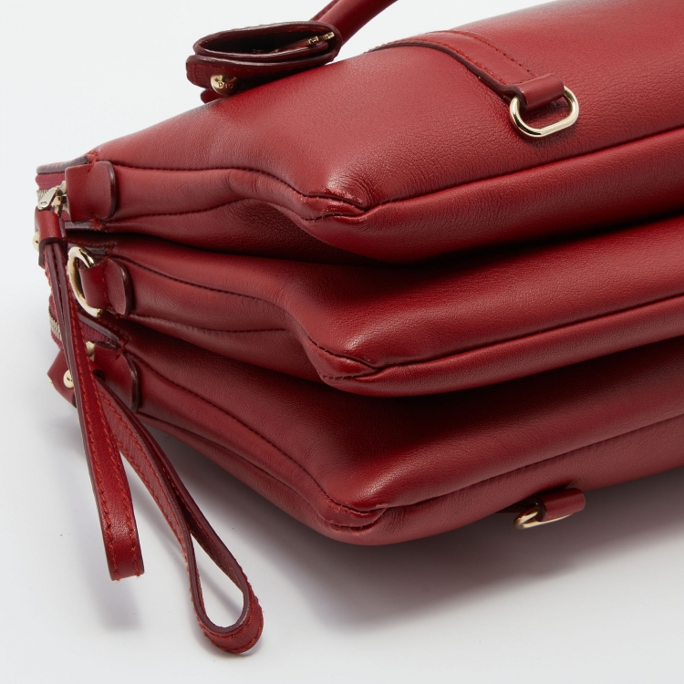 Pre Owned D&G Red Leather Lily Twist Laptop Bag