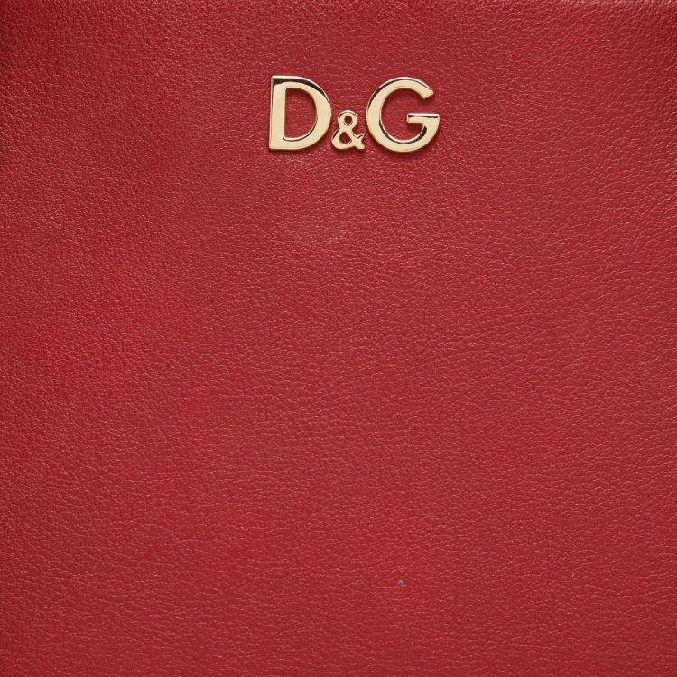 Pre Owned D&G Red Leather Lily Twist Laptop Bag