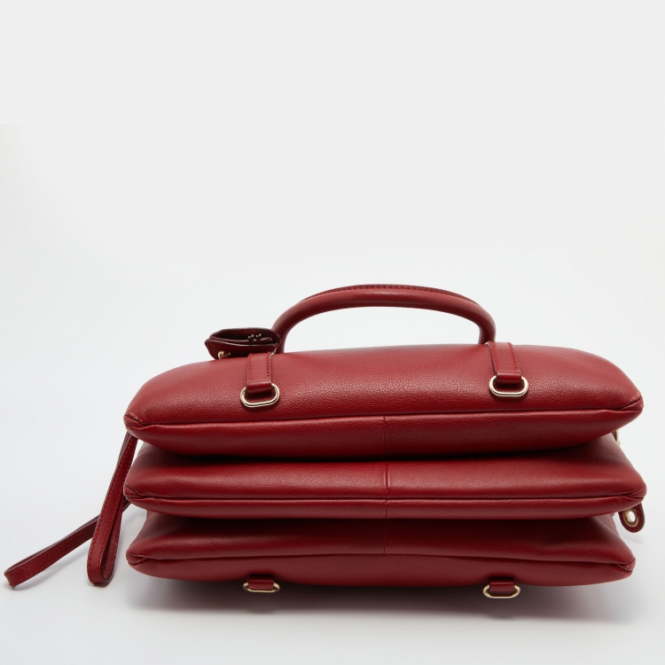 Pre Owned D&G Red Leather Lily Twist Laptop Bag