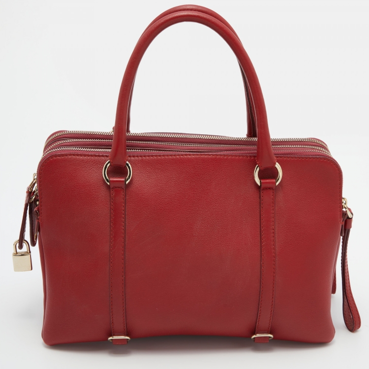 Pre Owned D&G Red Leather Lily Twist Laptop Bag