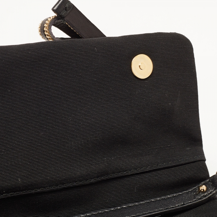 Pre Owned D&G Black Fabric Bow Embellished Flap Chain Clutch