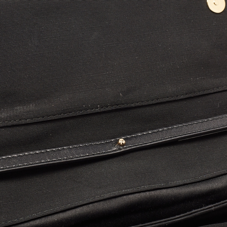 Pre Owned D&G Black Fabric Bow Embellished Flap Chain Clutch