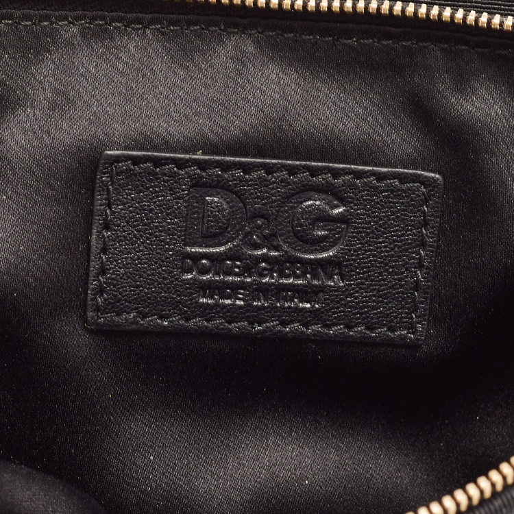 Pre Owned D&G Black Fabric Bow Embellished Flap Chain Clutch