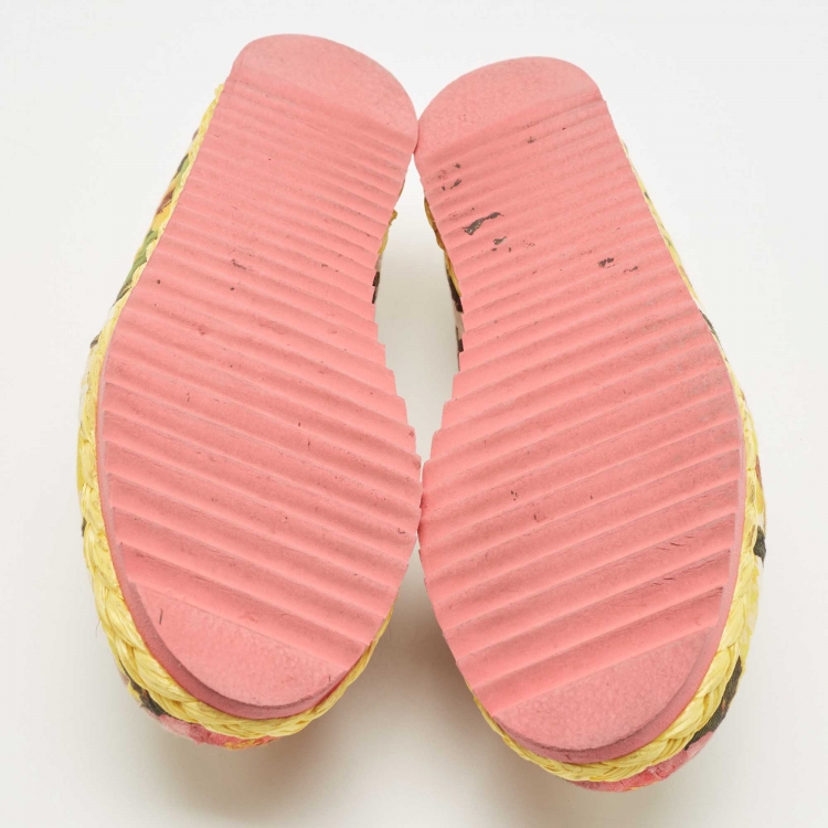Pre Owned Dolce & Gabbana Multicolor Brocade Fabric And Leather Crystal Embellished Espadrille Loafers Size 38