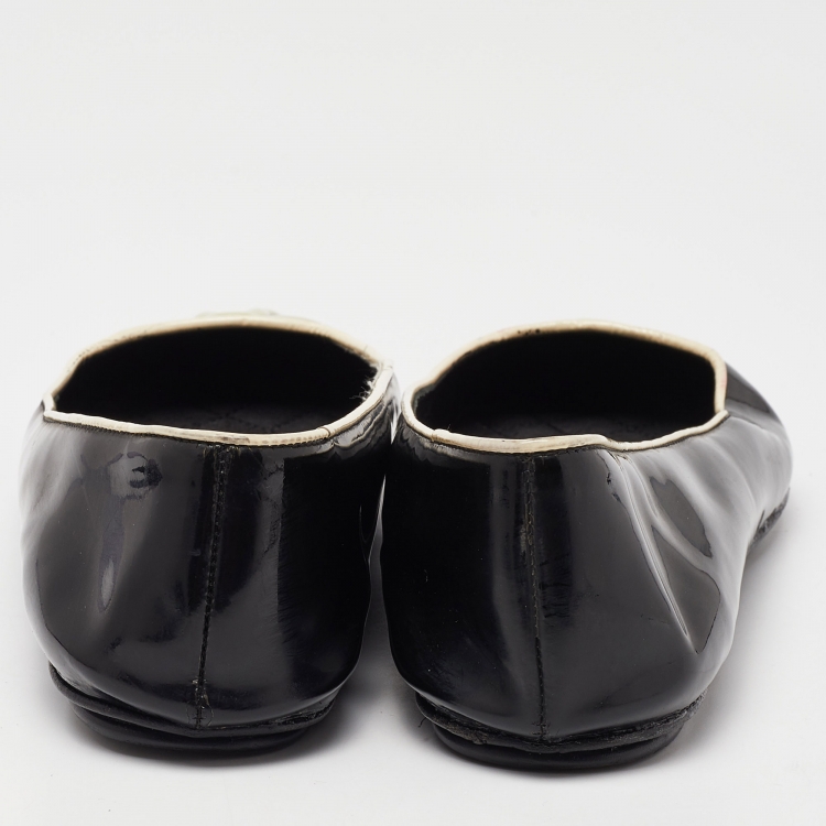 Pre Owned D&G Black/White Patent Leather Ballet Flats Size 38