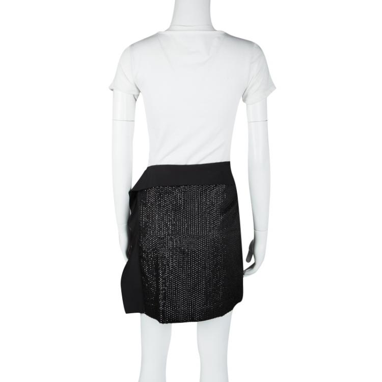 Pre Owned Diane Von Furstenberg Black Sequin Embellished Shizuka Mini Skirt M