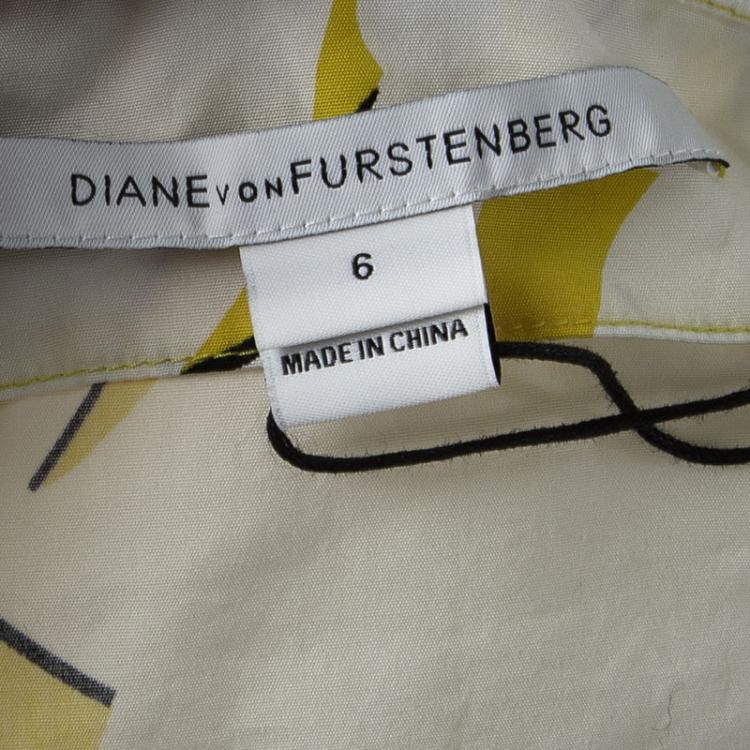 مملوكة مسبقًا Diane Von Furstenberg Yellow and White Eden Garden Tenner Floral Print Halter Dress S
