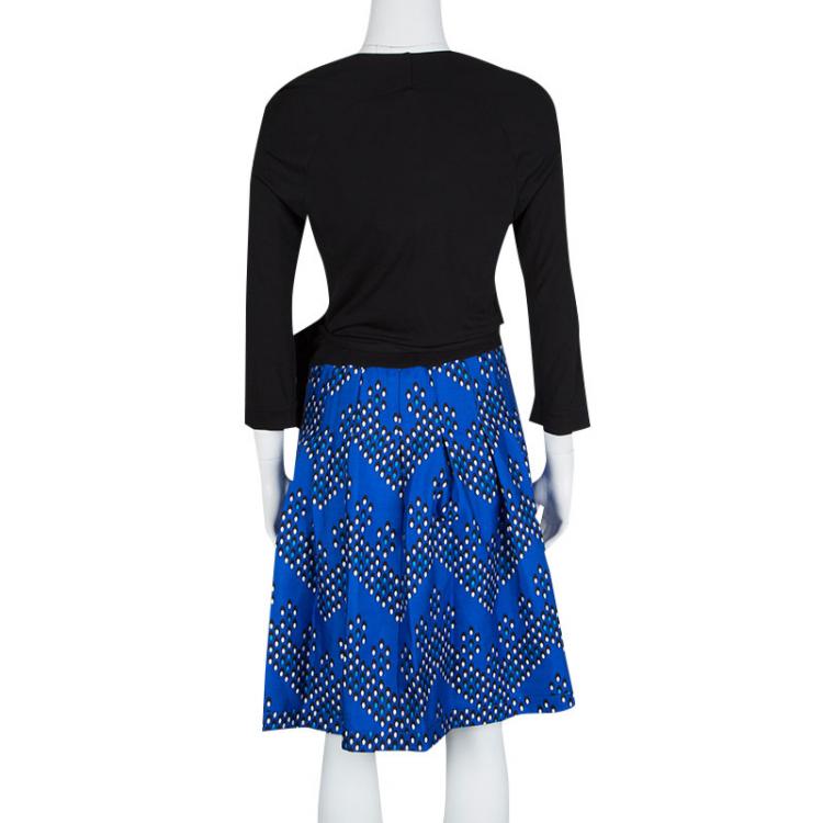 مملوكة مسبقًا Diane Von Furstenberg Multicolor Dotted Chevron Pattern Jewel Wrap Dress L