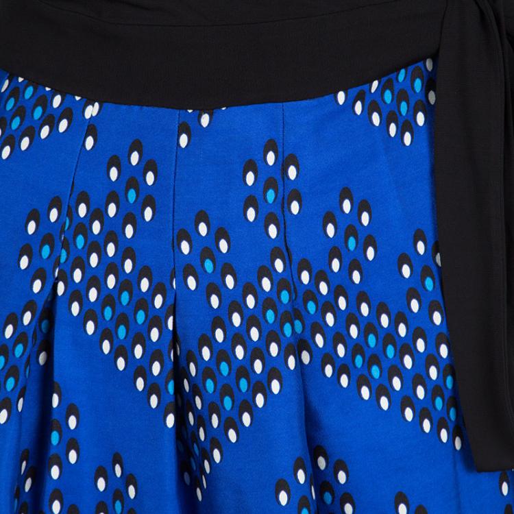 مملوكة مسبقًا Diane Von Furstenberg Multicolor Dotted Chevron Pattern Jewel Wrap Dress L