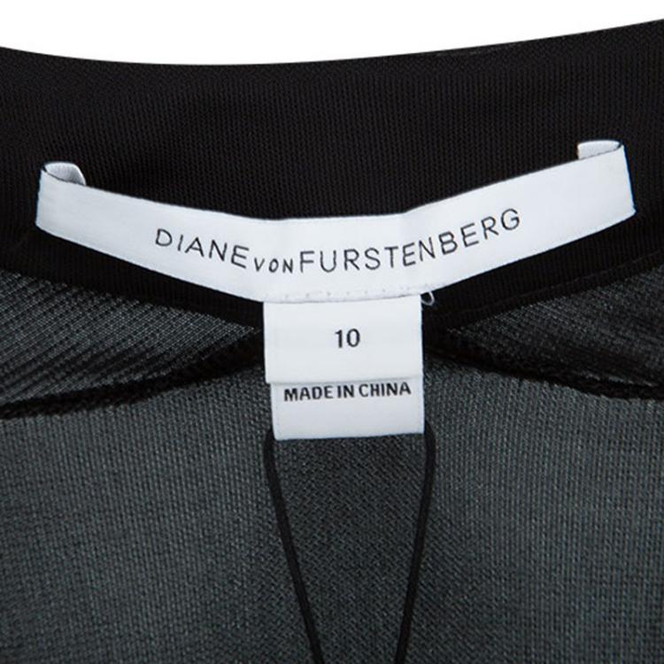 مملوكة مسبقًا Diane Von Furstenberg Multicolor Dotted Chevron Pattern Jewel Wrap Dress L