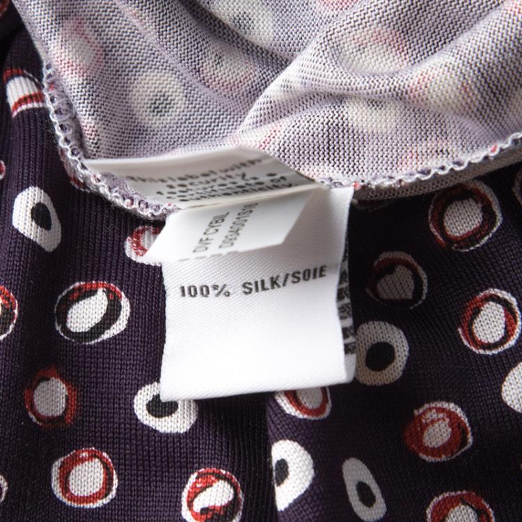 Pre Owned Diane Von Furstenberg Navy Blue Pirouette Dot Print Silk Jersey Cybil Wrap Dress XS
