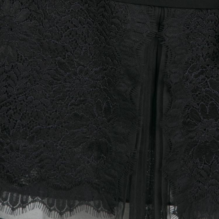 Pre Owned Diane Von Furstenberg Black Drop Waist Lavana Lace Dress M