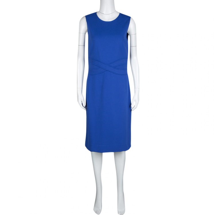 Pre Owned Diane Von Furstenberg Blue Riviera Jersey Evita Sleeveless Shift Dress S