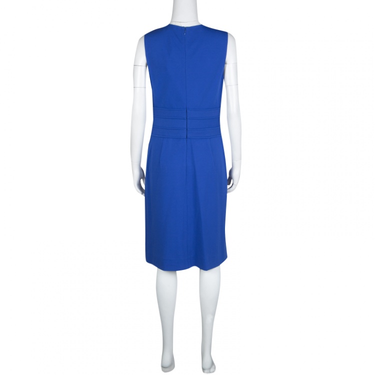 Pre Owned Diane Von Furstenberg Blue Riviera Jersey Evita Sleeveless Shift Dress S