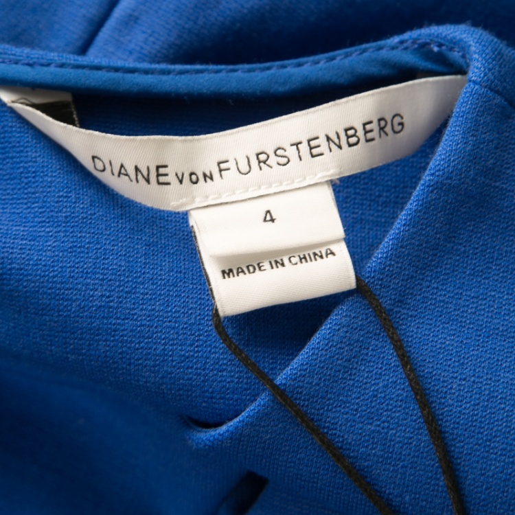 Pre Owned Diane Von Furstenberg Blue Riviera Jersey Evita Sleeveless Shift Dress S
