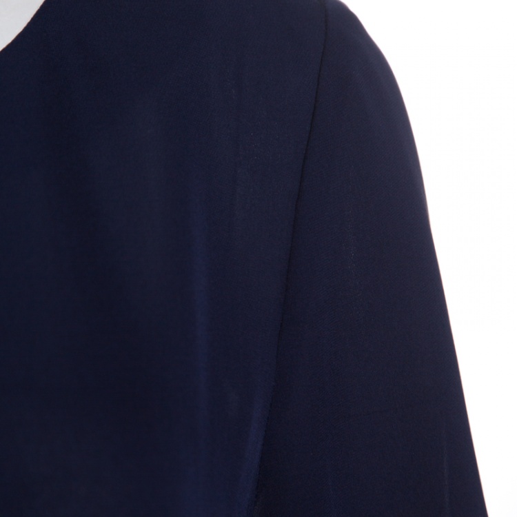 مملوكة مسبقًا Diane Von Furstenberg Navy Blue Silk Short Sleeve Maggy Top M