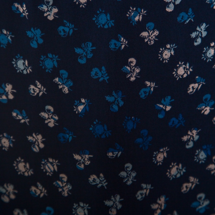 Pre Owned Diane Von Furstenberg Navy Blue Daisy Bud Printed Silk Bethune Wrap Skirt M