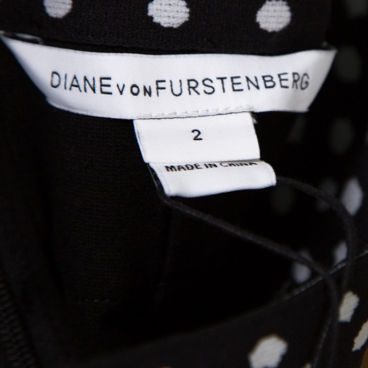 Pre Owned Diane Von Furstenberg Black Dotted Wasitband Detail Elsa Skirt S