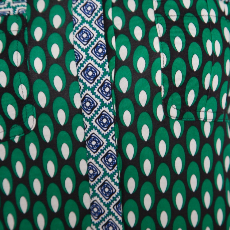 Pre Owned Diane Von Furstenberg Multicolor Printed Silk Jersey Denny Shirt Dress S