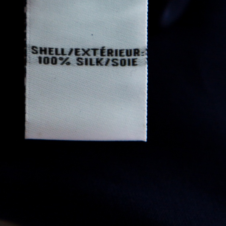 Pre Owned Diane Von Furstenberg Navy Blue Silk Long Sleeve High Low Arden Top M