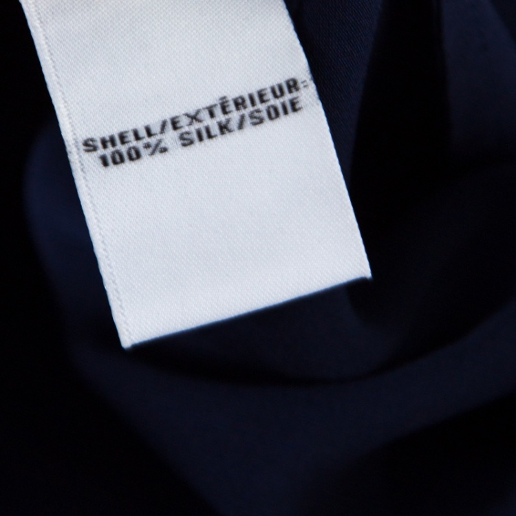 Pre Owned Diane Von Furstenberg Navy Blue Silk Short Sleeve Maggy Top M