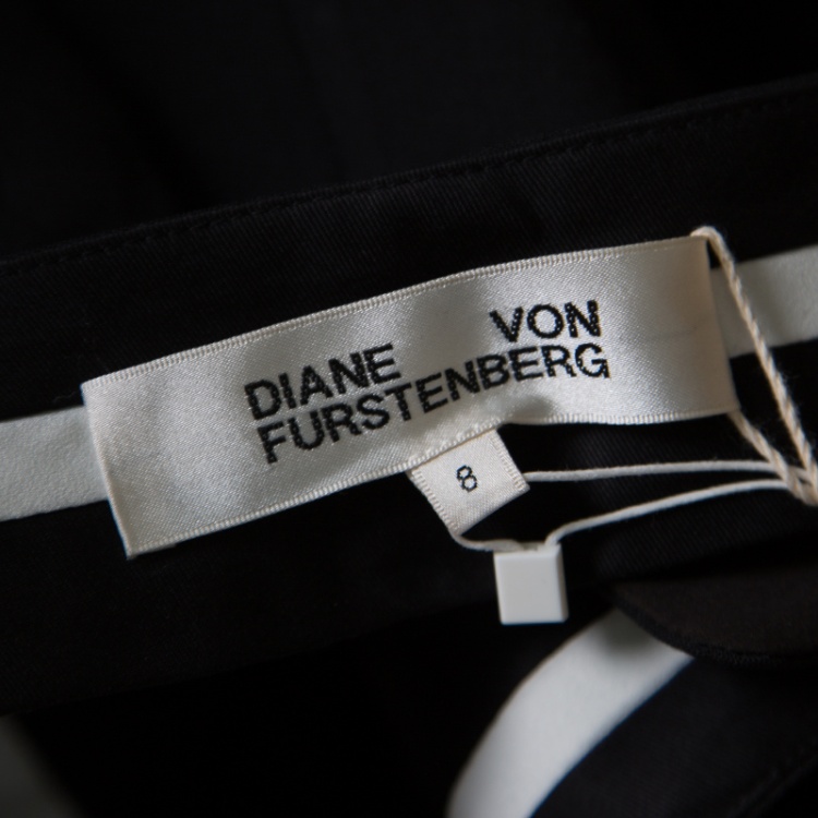Pre Owned Diane Von Furstenberg Black Wool Cigarette Pants M