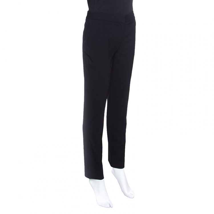 Pre Owned Diane Von Furstenberg Black Wool Cigarette Pants M