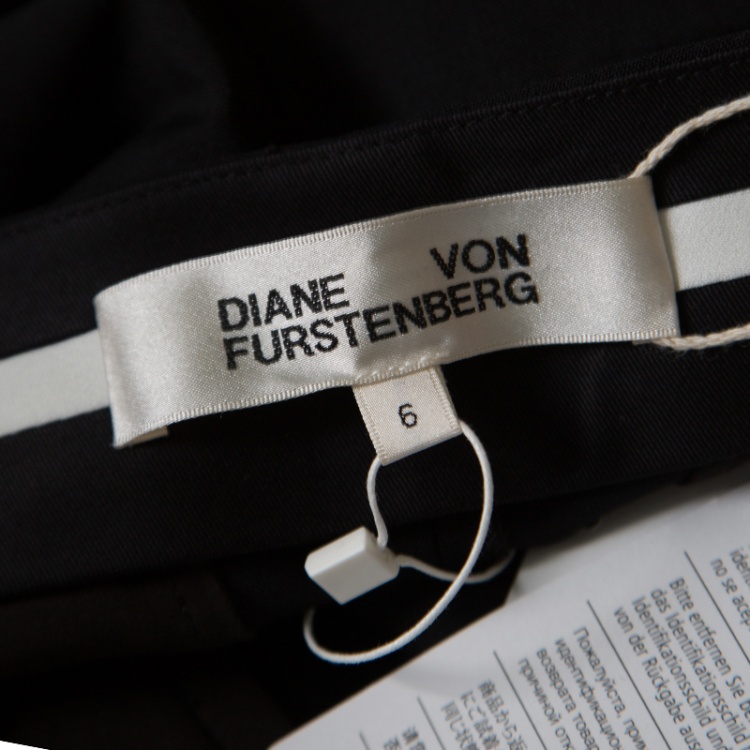 Pre Owned Diane Von Furstenberg Black Wool Cigarette Pants M