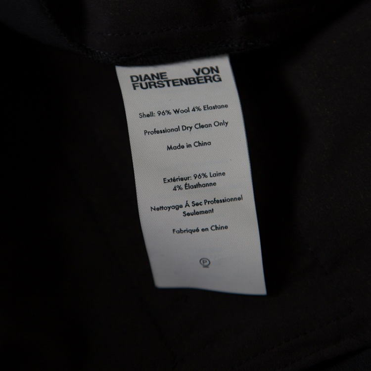 Pre Owned Diane Von Furstenberg Black Wool Cigarette Pants M