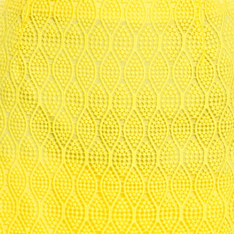 Pre Owned Diane Von Furstenberg Yellow Lace Pencil Skirt M
