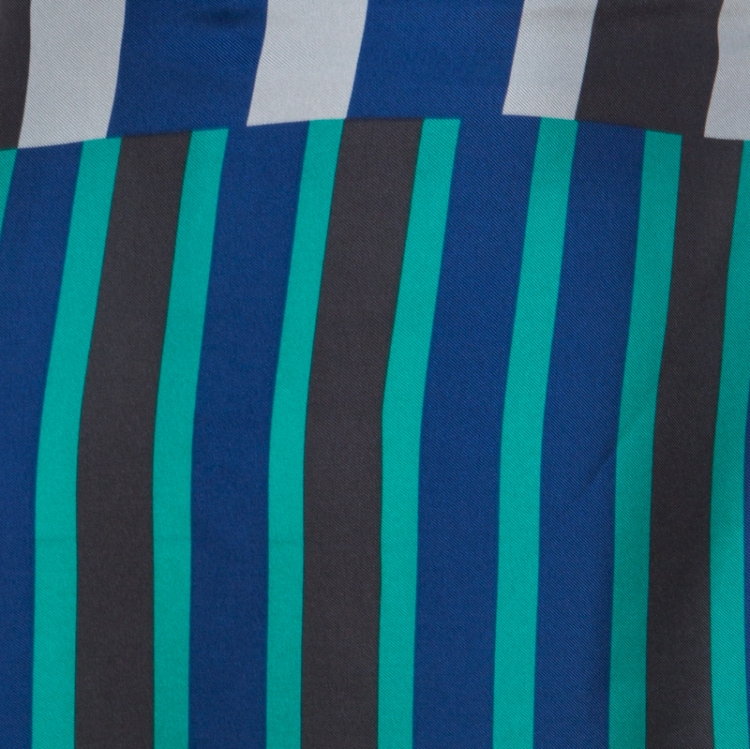 Pre Owned Diane Von Furstenberg Blue Striped Silk Asymmetric Saxon Skirt S