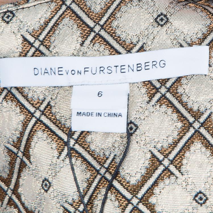 Pre Owned Diane Von Furstenberg Gold Carrie Two Dress M