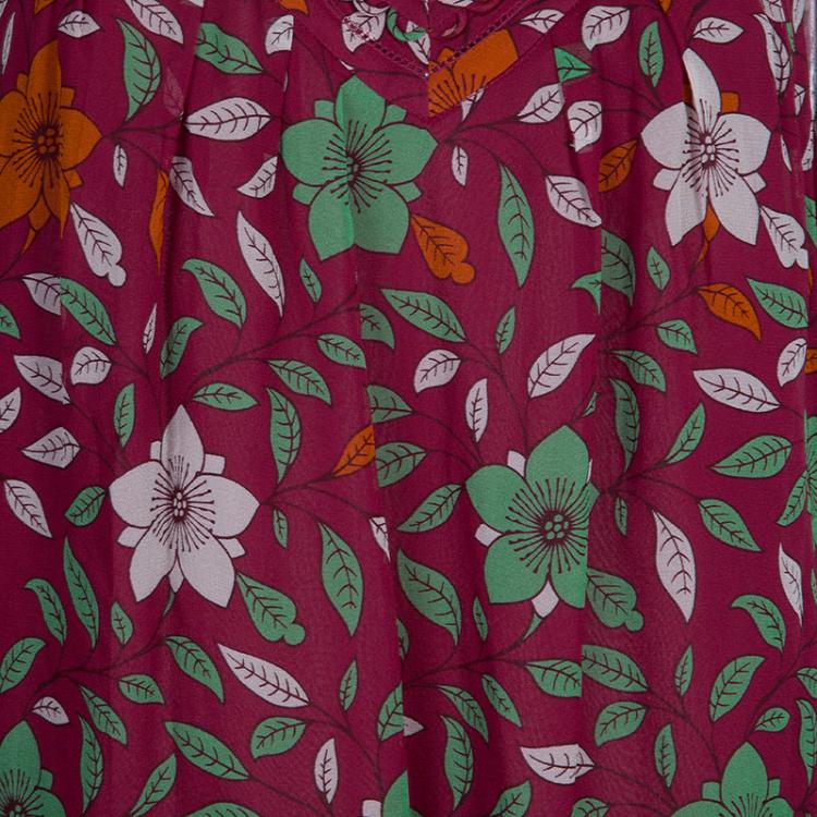 Pre Owned Diane Von Furstenberg Floral Print Davi Top L 