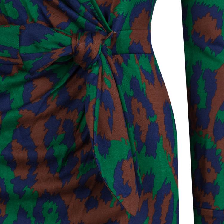 Pre Owned Diane von Furstenberg Multicolor Animal Print Savannah Wrap Dress XS
