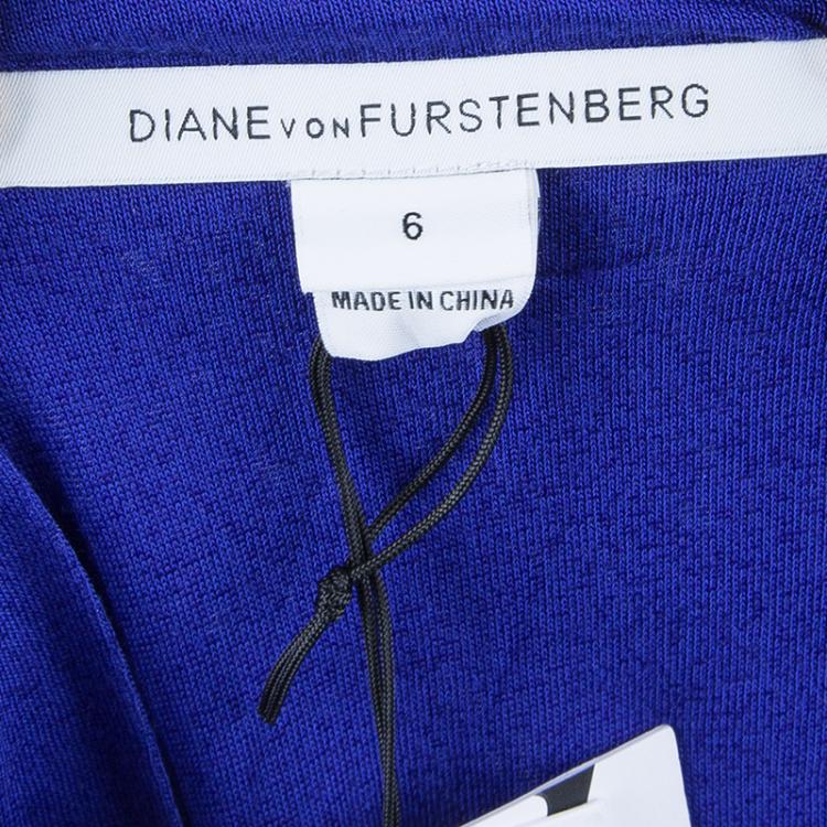مملوكة مسبقًا Diane Von Furstenberg Cobalt Blue Zarita Lace Dress M