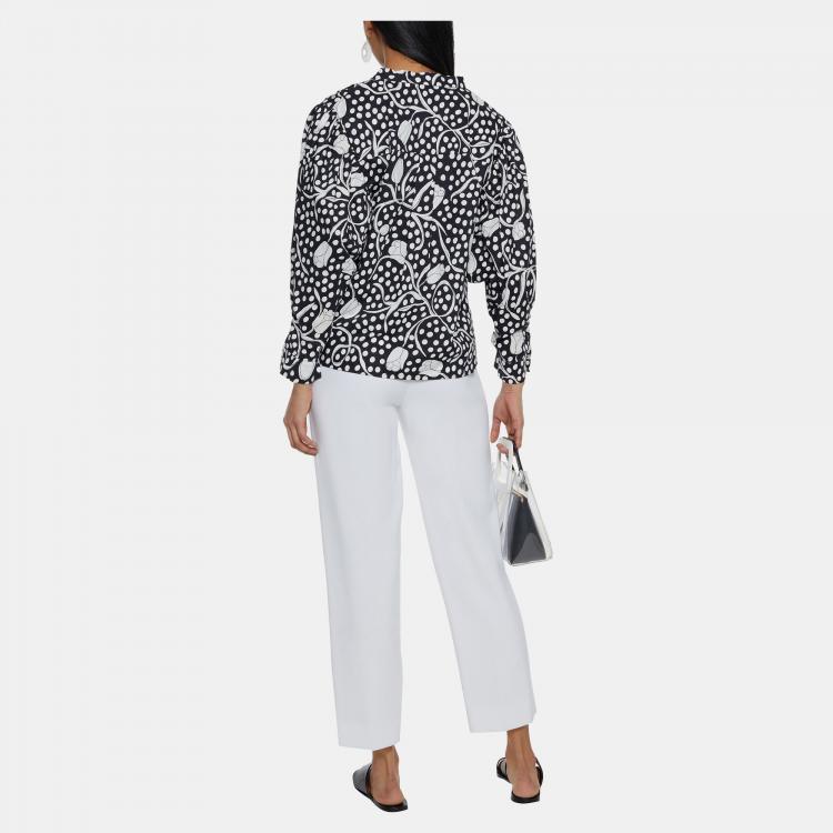 مملوكة مسبقًا Diane Von Furstenberg Black/White Printed Cotton Blouse S (US 4)