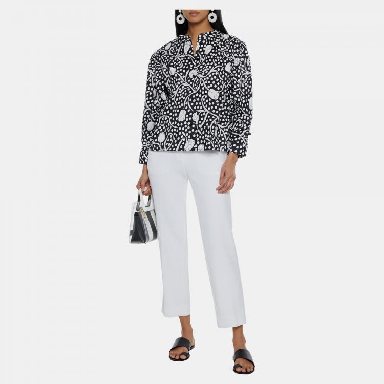 مملوكة مسبقًا Diane Von Furstenberg Black/White Printed Cotton Blouse S (US 4)