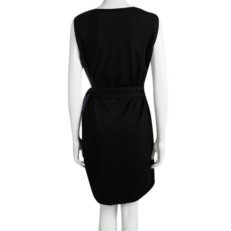 Pre Owned Diane Von Furstenberg Black Silk Tie Detail Dhalia Dress XL