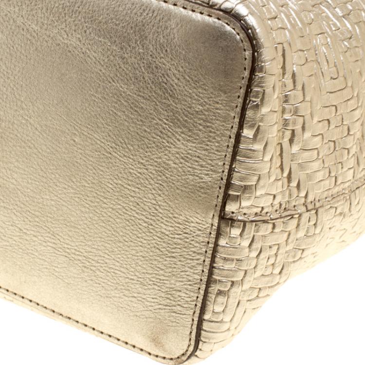 Pre Owned Diane Von Furstenberg Metallic Gold Quilted Leather Ready to Go Tote