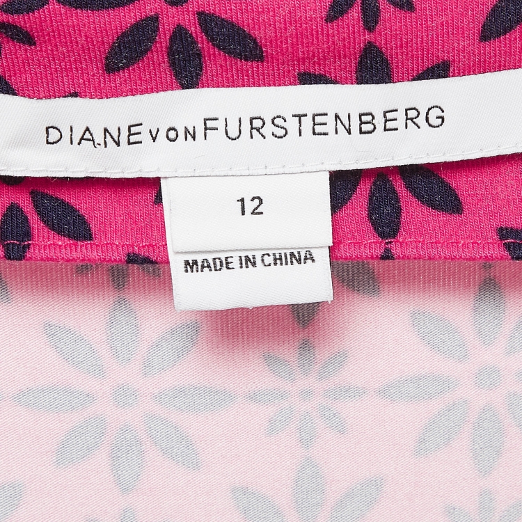مملوكة مسبقًا Diane Von Furstenberg Pink Jersey New Julian Two Mini Wrap Dress L