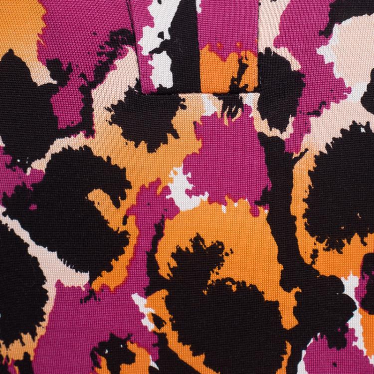 Pre Owned Diane Von Furstenberg Multicolor Printed Silk Jersey Reina Dress M