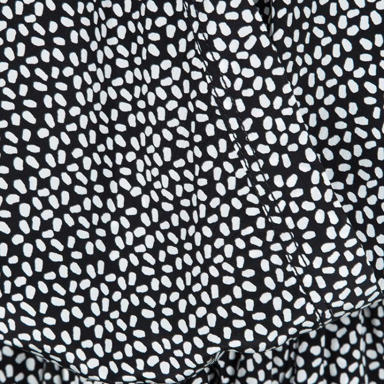 Pre Owned Diane Von Furstenberg Monochrome Printed Silk Belted Rawena Jumpsuit XL