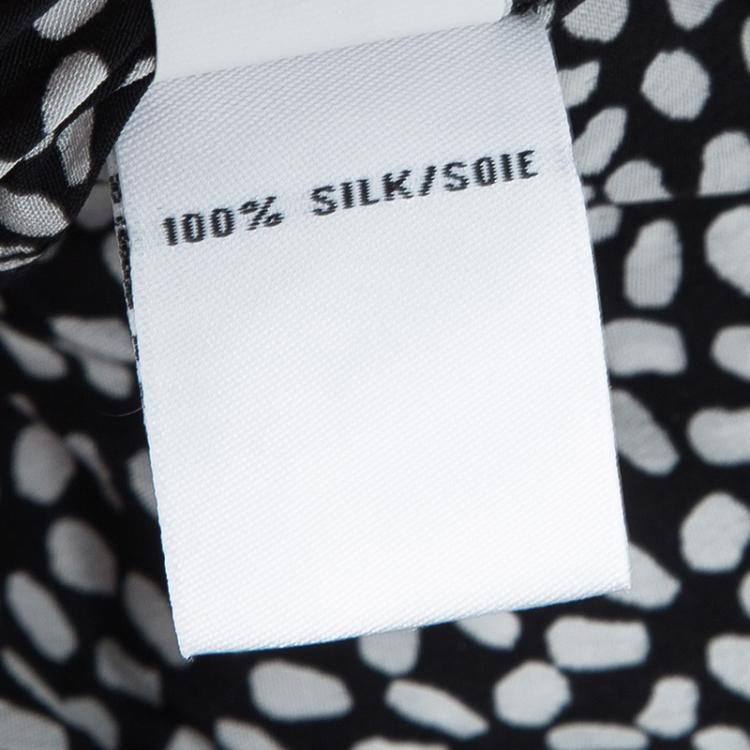 Pre Owned Diane Von Furstenberg Monochrome Printed Silk Belted Rawena Jumpsuit XL