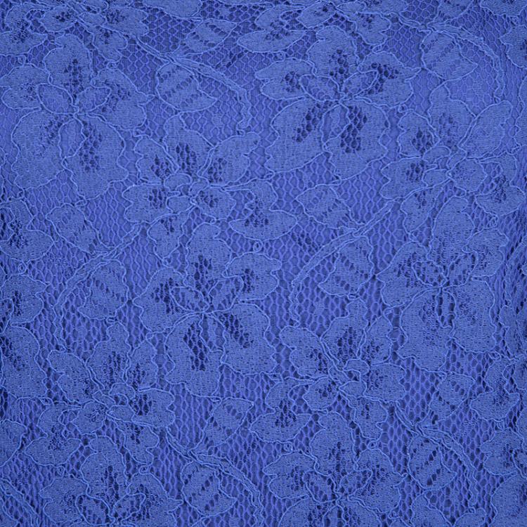 Pre Owned Diane Von Furstenberg Blue Lace Zarita Long Sleeve Dress M