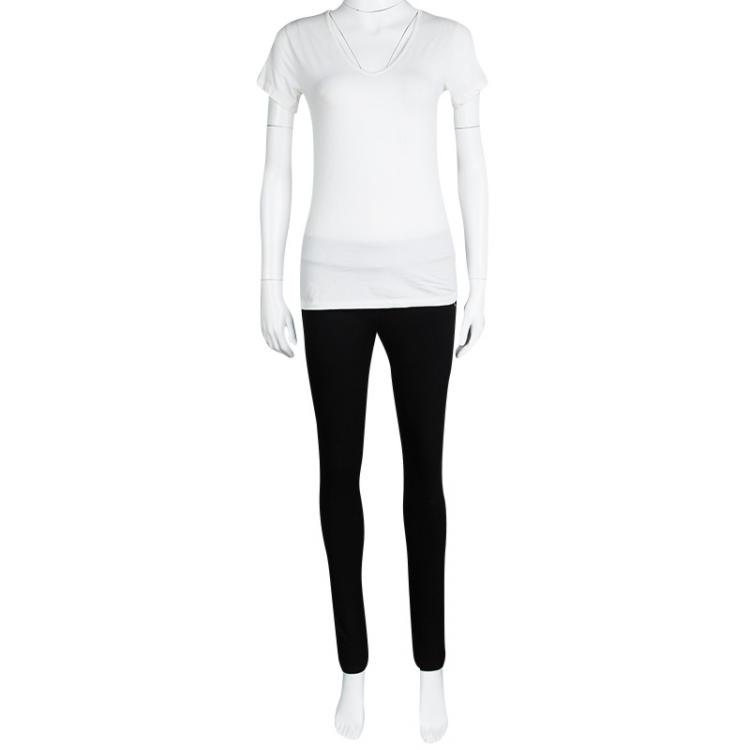 Pre Owned Diane Von Furstenberg Black Knit Elasticized Waist Stephanie Leggings S