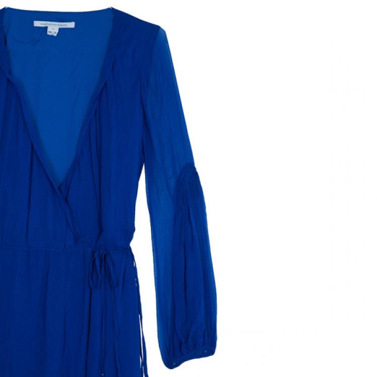 Pre Owned Diane Von Furstenberg Blue 'Catroux' Chiffon Maxi Dress M