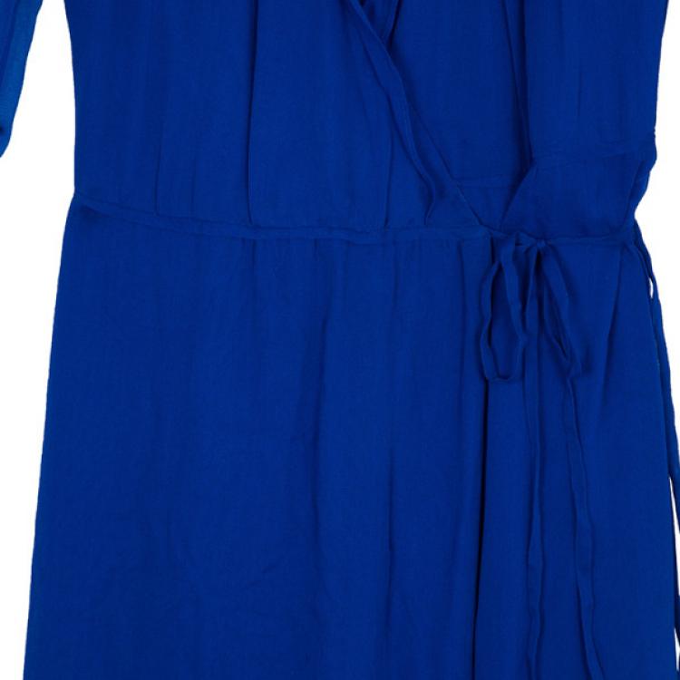 Pre Owned Diane Von Furstenberg Blue 'Catroux' Chiffon Maxi Dress M